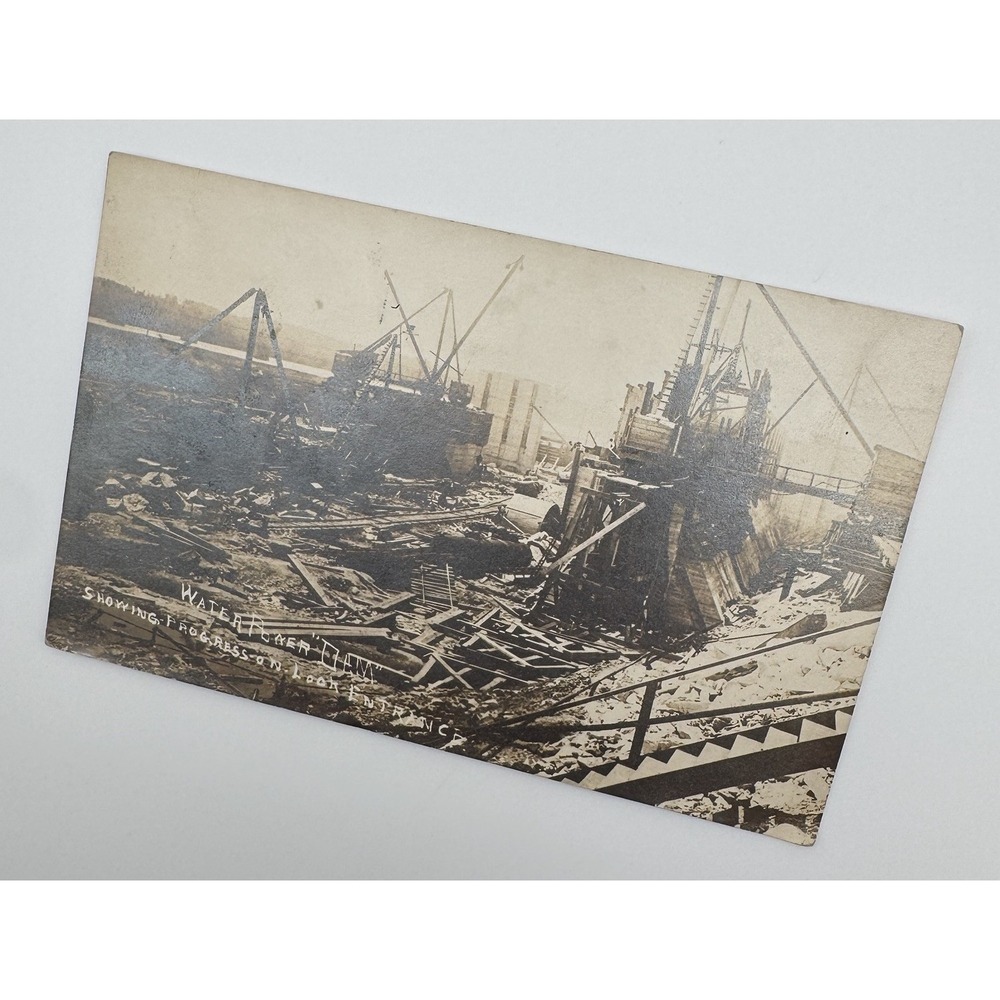 1912 Keokuk Iowa Lock Dam Construction RPPC Montrose IA Antique Postcard Vtg